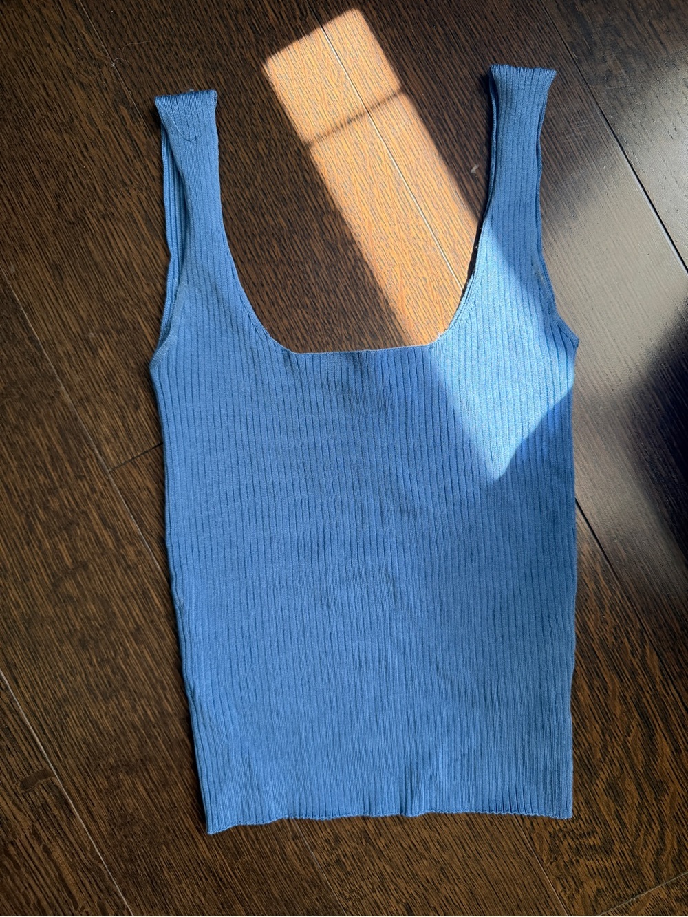 Sandro Blue Ribbed Square-Neck Tank - Picture 2 of 4